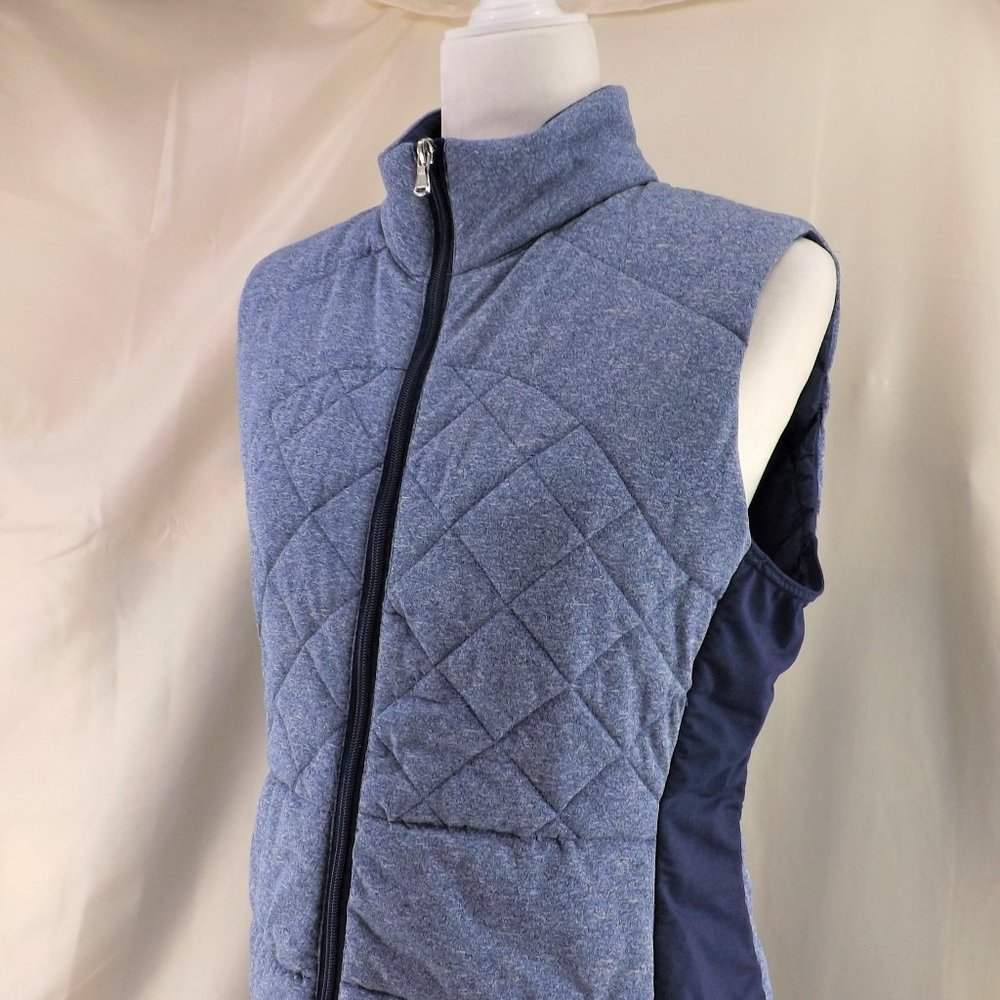 ZELOS NEW Blue Quilted Stretch Semi-Fitted w Pockets Zip Up Vest L - Picture 8 of 13